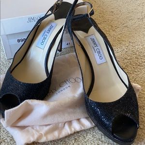 Jummy Choo  black giltter heelz